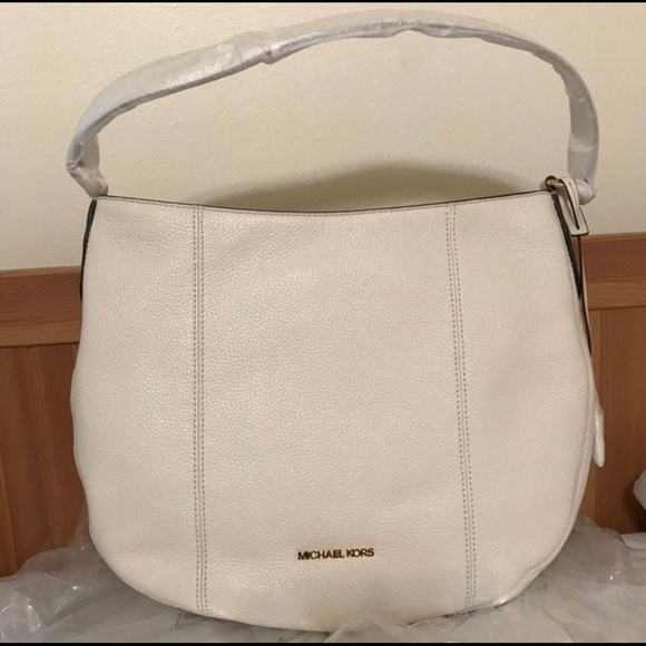 Michael Kors Brooke Large Hobo Shoulder Bag Ivory Leather - Picture 4 of 7
